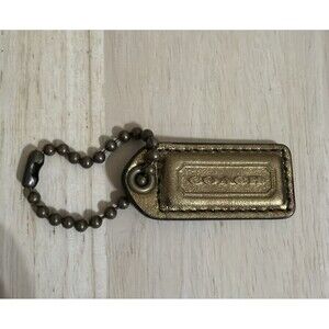 Vintage Y2K Special Edition 2004 Coach Hang Tag Gold Leather Bag Charm Fob Brass